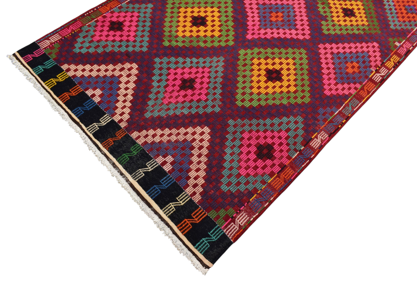 Kilim Antik El Dokuması Otantik Bergama İzmir Yörük Yün Cecim Kilimi 0144 - Yeni - Çok Renkli