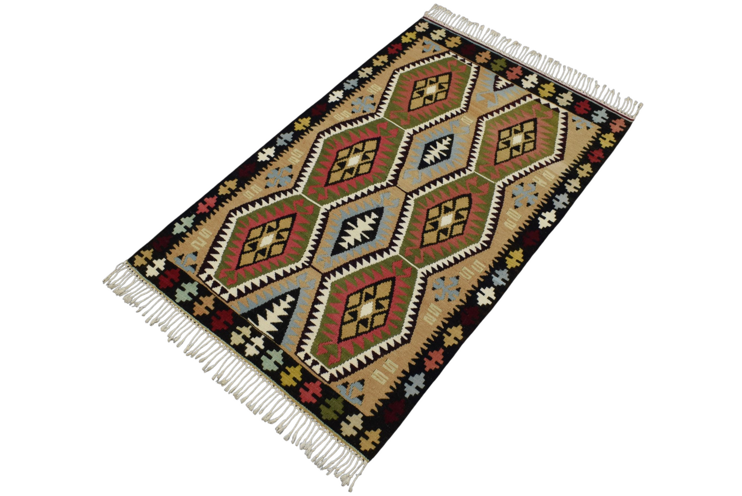 Kilim Antik El Dokuma Lüks Kula İzmir Yün Kilimi 0146 - Yeni - Çok Renkli