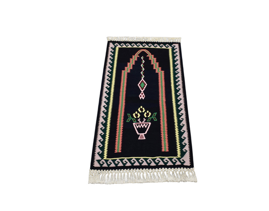 Kilim Antik El Dokuması Bayburt Seccade Mihraplı Kilimi 0158 - Yeni - Siyah