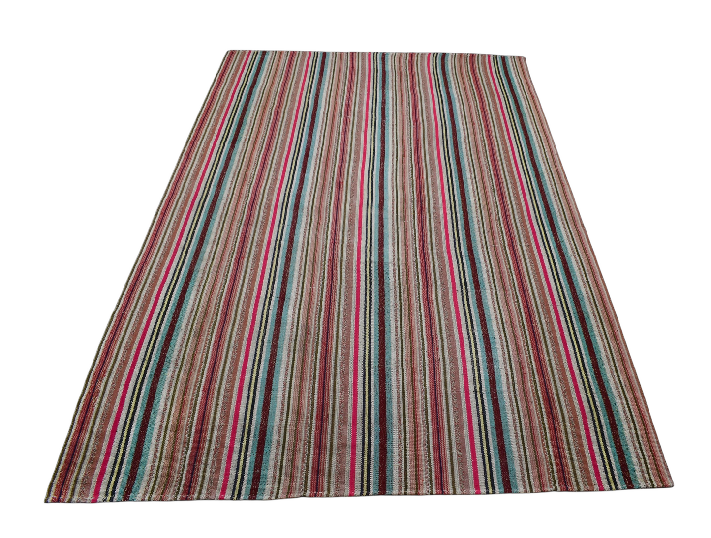 Kilim Antik El Dokuma 5m2 Capcanlı Bukleli Pamuklu Kilimi 0160 - Yeni - Çok Renkli