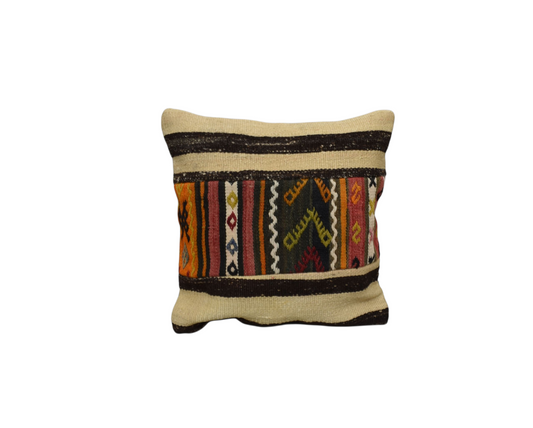 Kilim Antik El Dokuma Kırkyama Patchwork Kilim Kırlent Yastık Kılıfı 0193 - Yeni - Çok Renkli