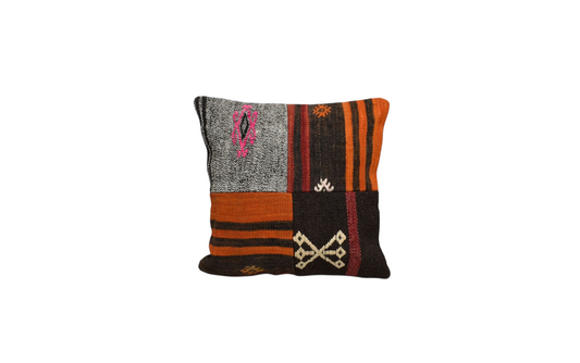 Kilim Antik El Dokuma Kırkyama Patchwork Kilim Kırlent Yastık Kılıfı 0254 - Yeni - Çok Renkli