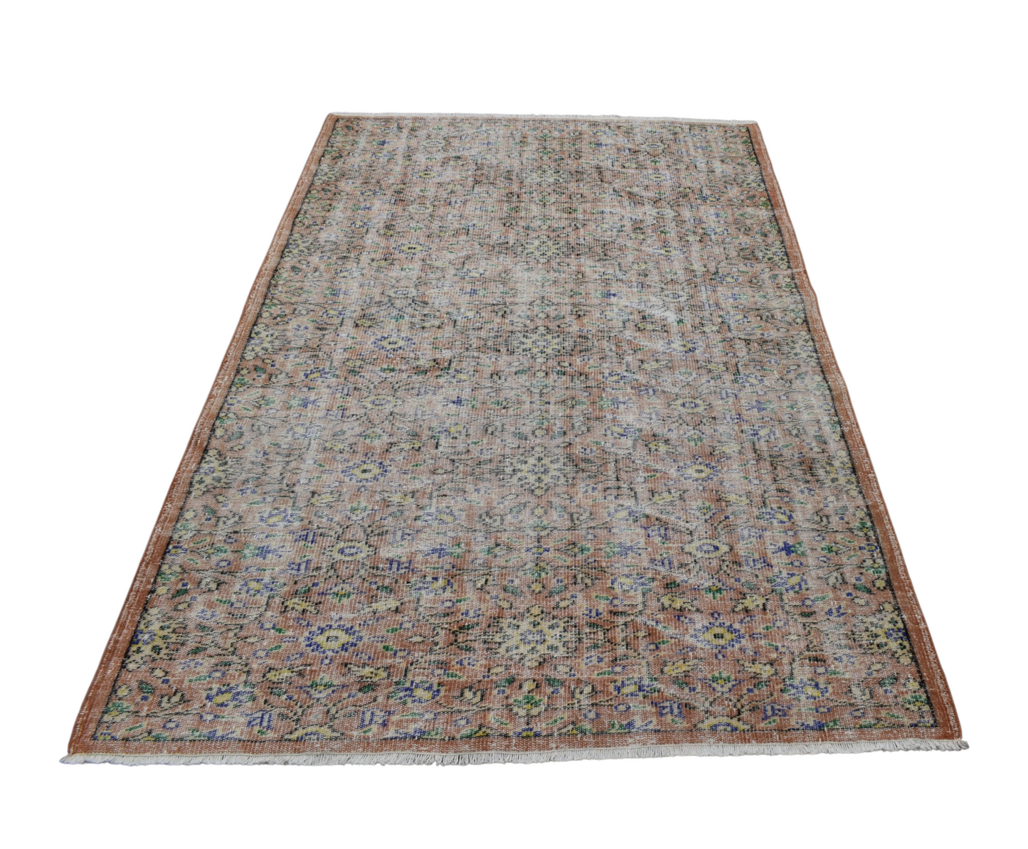 Kilim Antik El Dokuma Eskitme Yün Salon Halısı - Vintage 0370 - Çok Renkli