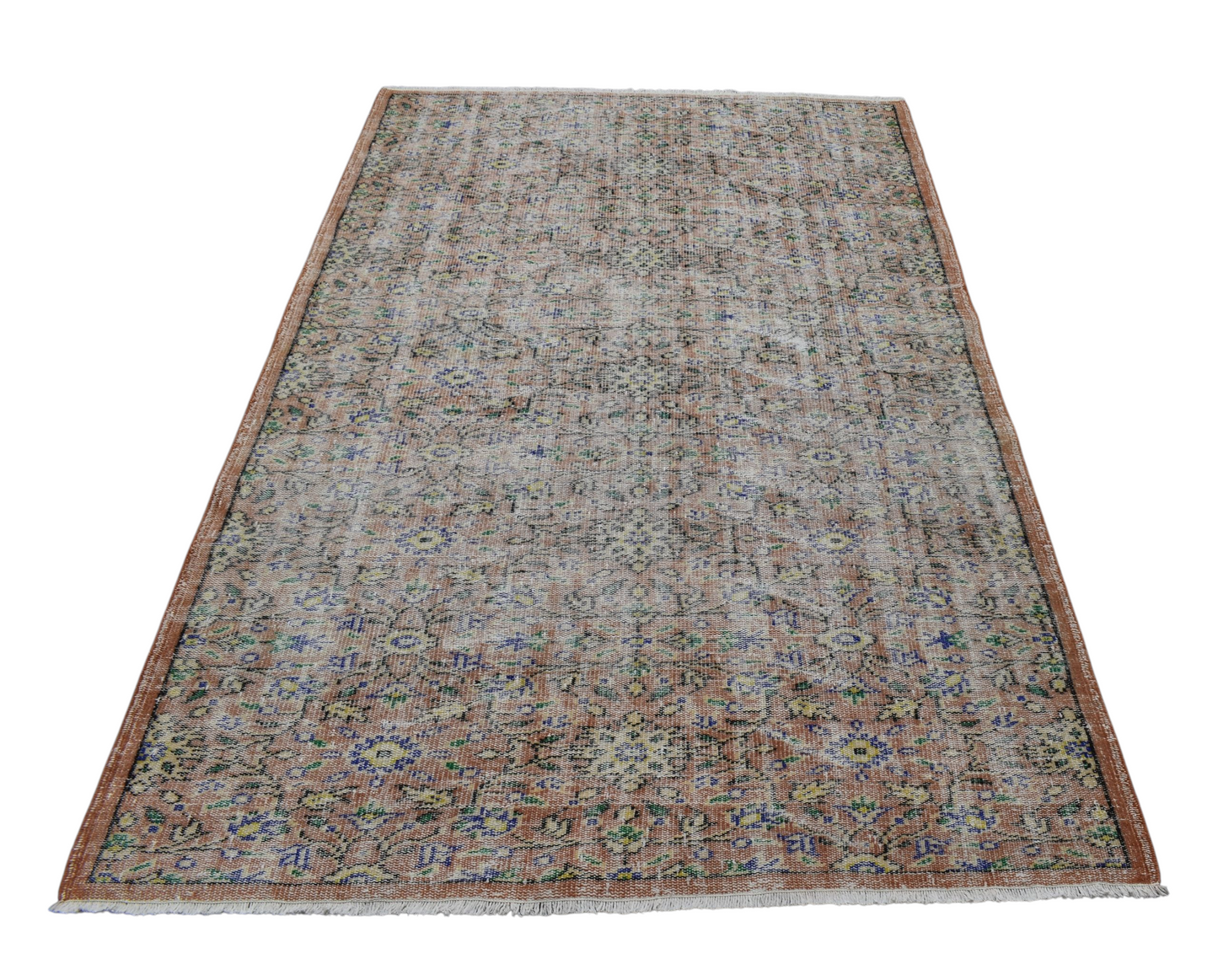Kilim Antik El Dokuma Eskitme Yün Salon Halısı - Vintage 0370 - Çok Renkli