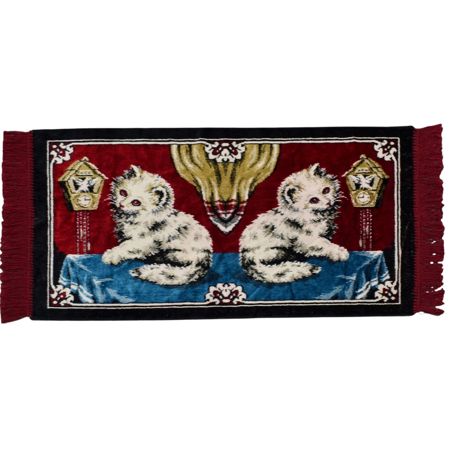 Kilim Antik Doğa Tasvirli Kedi Temalı Duvar Halısı - Yeni 0383 - Çok Renkli