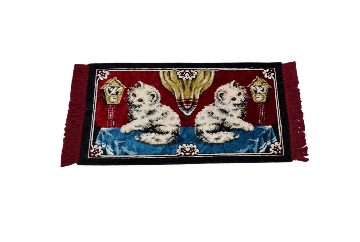 Kilim Antik Doğa Tasvirli Kedi Temalı Duvar Halısı - Yeni 0383 - Çok Renkli