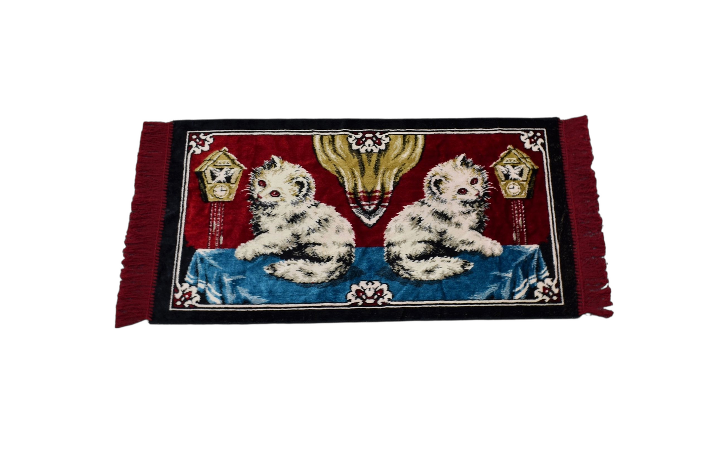 Kilim Antik Doğa Tasvirli Kedi Temalı Duvar Halısı - Yeni 0383 - Çok Renkli