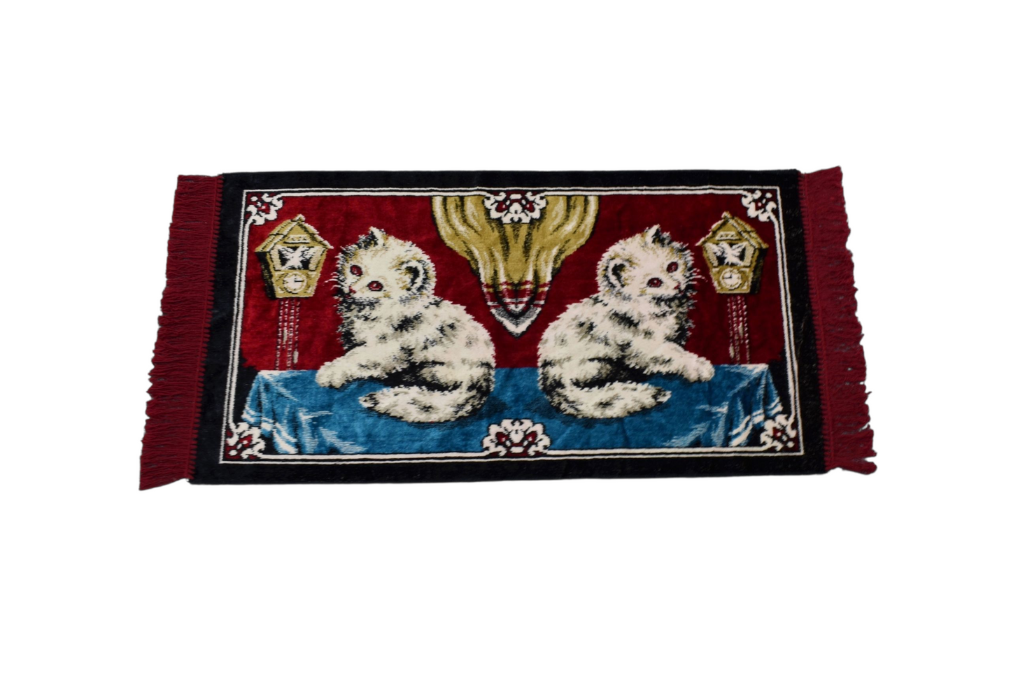 Kilim Antik Doğa Tasvirli Kedi Temalı Duvar Halısı - Yeni 0383 - Çok Renkli