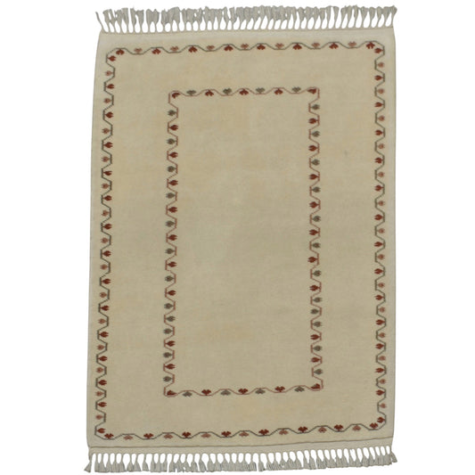 Kilim Antik El Dokuma Modern Tek Renk Milas Yün Halı 0385 - Yeni - Bej