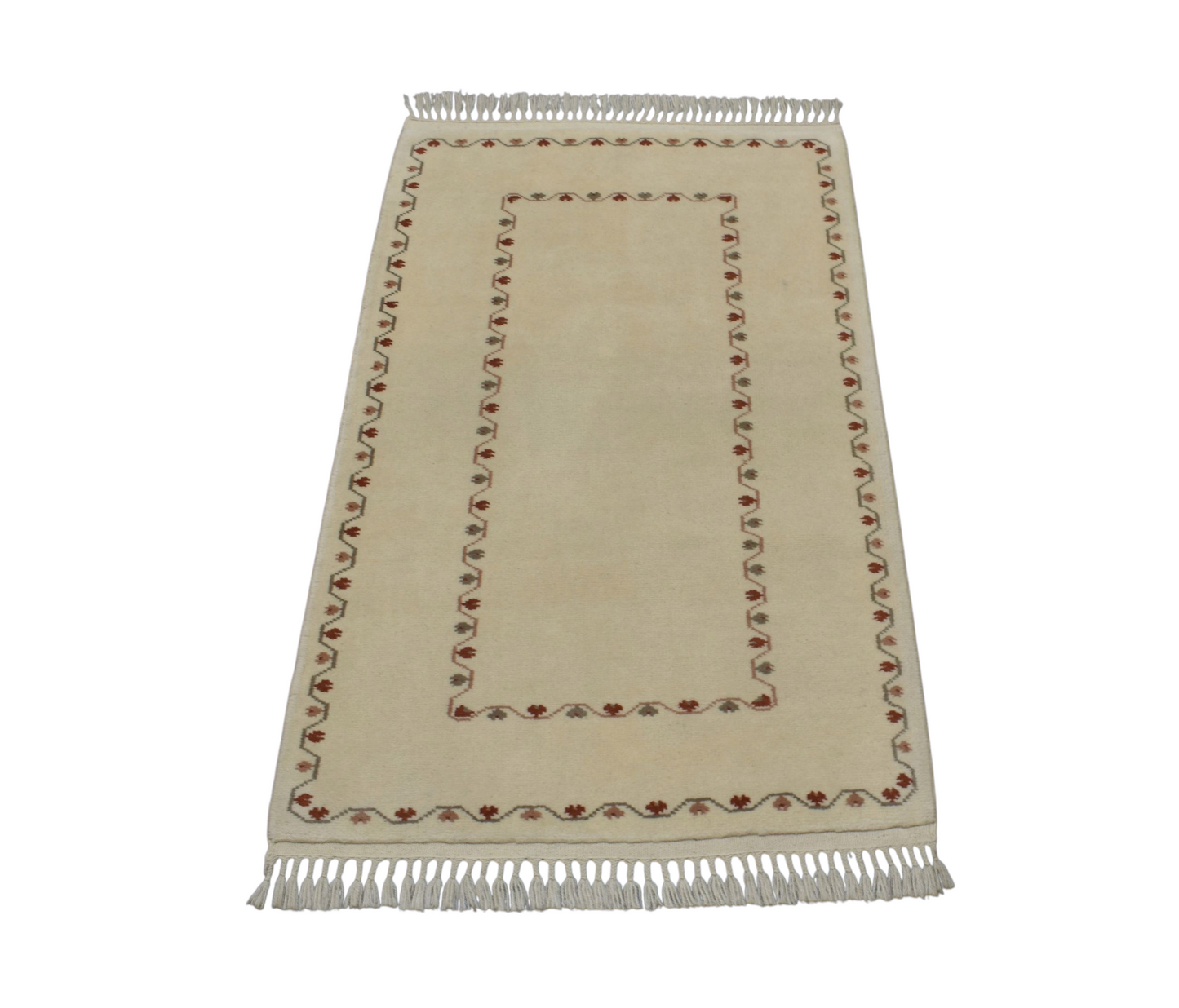 Kilim Antik El Dokuma Modern Tek Renk Milas Yün Halı 0385 - Yeni - Bej