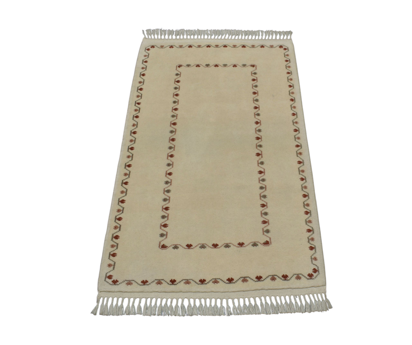 Kilim Antik El Dokuma Modern Tek Renk Milas Yün Halı 0385 - Yeni - Bej