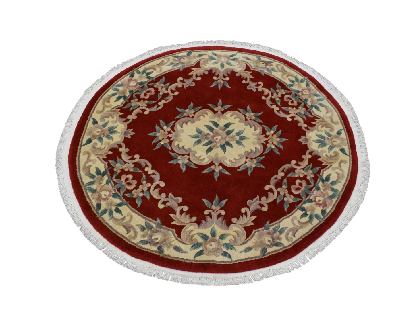 Kilim Antik El Dokuma Üç Boyutlu Yuvarlak Kabartmalı Hakiki Çin Yün Salon Halısı 0396 - Yeni - Kırmızı