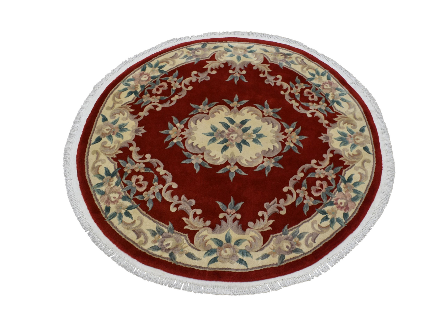 Kilim Antik El Dokuma Üç Boyutlu Yuvarlak Kabartmalı Hakiki Çin Yün Salon Halısı 0396 - Yeni - Kırmızı