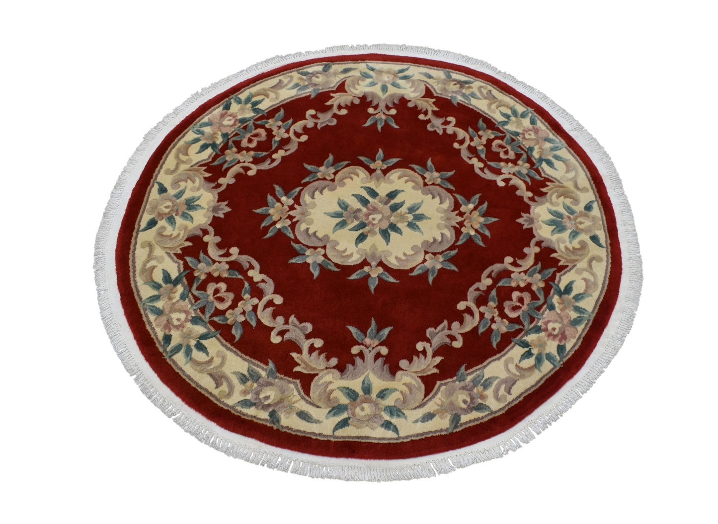 Kilim Antik El Dokuma Üç Boyutlu Yuvarlak Kabartmalı Hakiki Çin Yün Salon Halısı 0396 - Yeni - Kırmızı