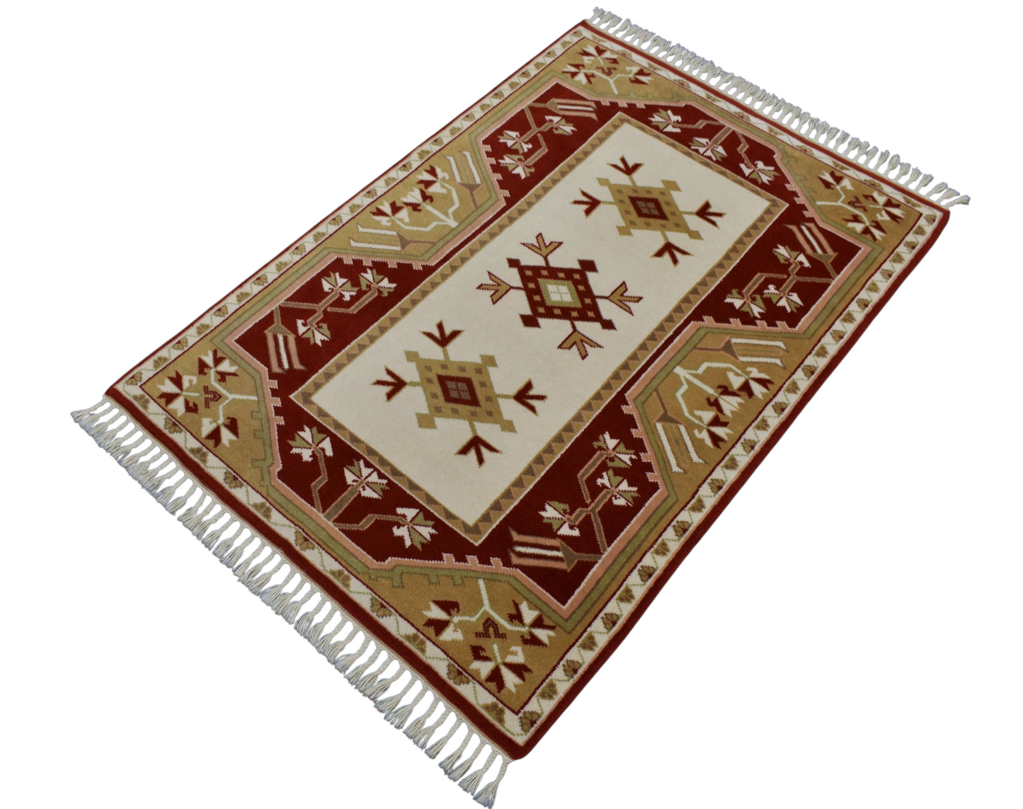 Kilim Antik El Dokuma Bozalan Milas Yün Halı 0398 - Yeni - Çok Renkli