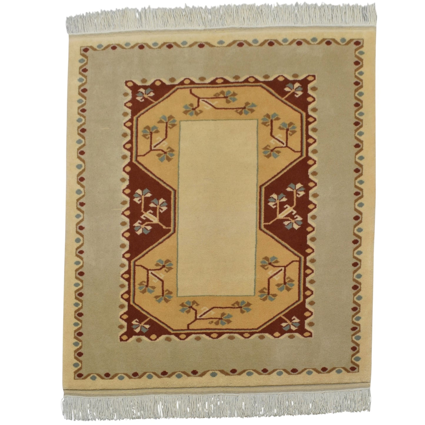 Kilim Antik El Dokuma Milas Yün Halı 0406 - Yeni - Bej