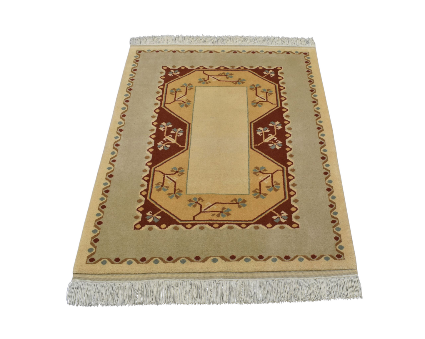 Kilim Antik El Dokuma Milas Yün Halı 0406 - Yeni - Bej