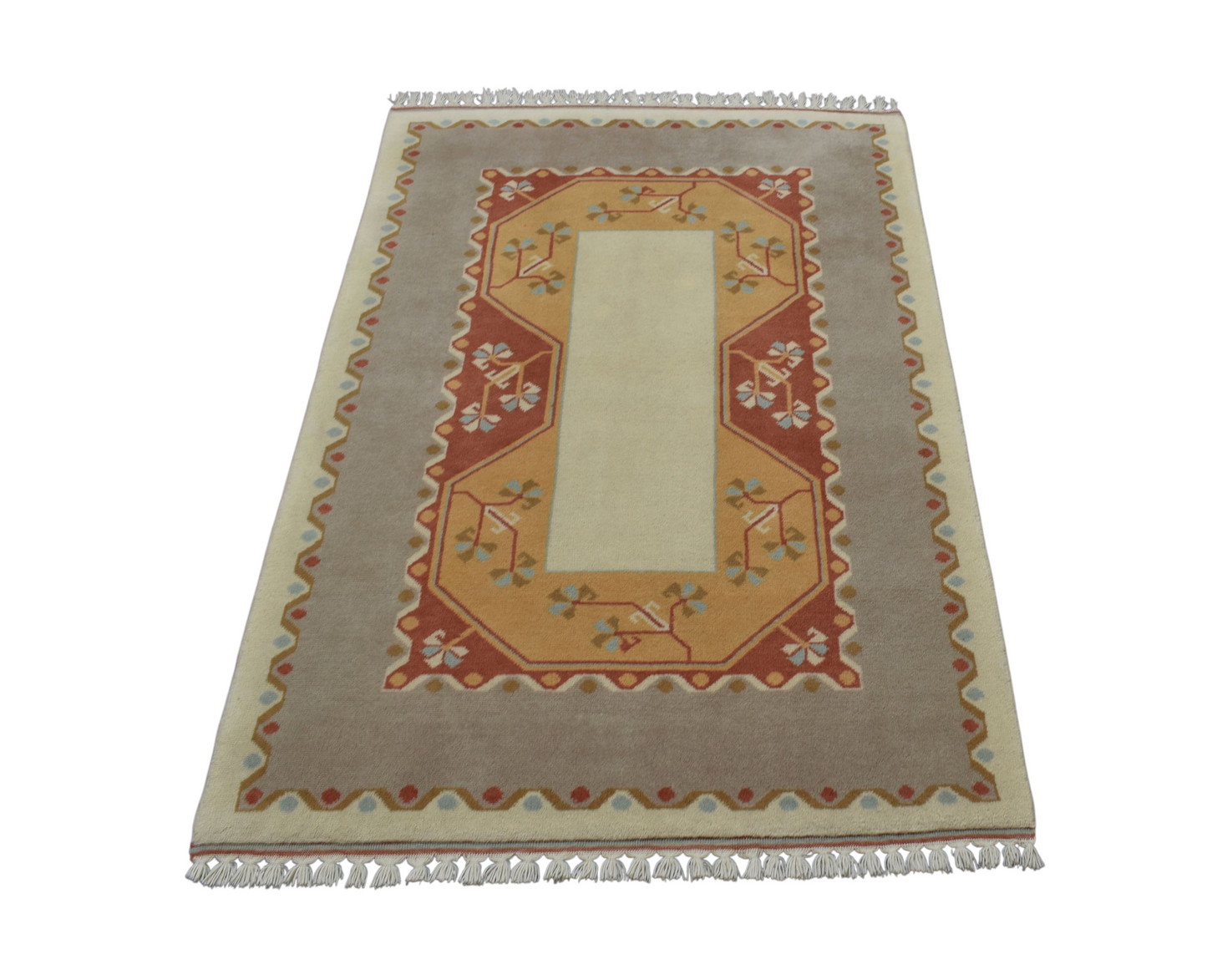 Kilim Antik El Dokuma Milas Yün Halı 0408 - Yeni - Bej