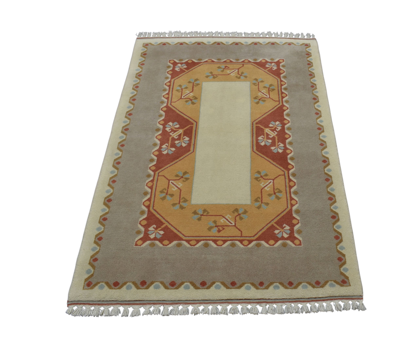 Kilim Antik El Dokuma Milas Yün Halı 0408 - Yeni - Bej