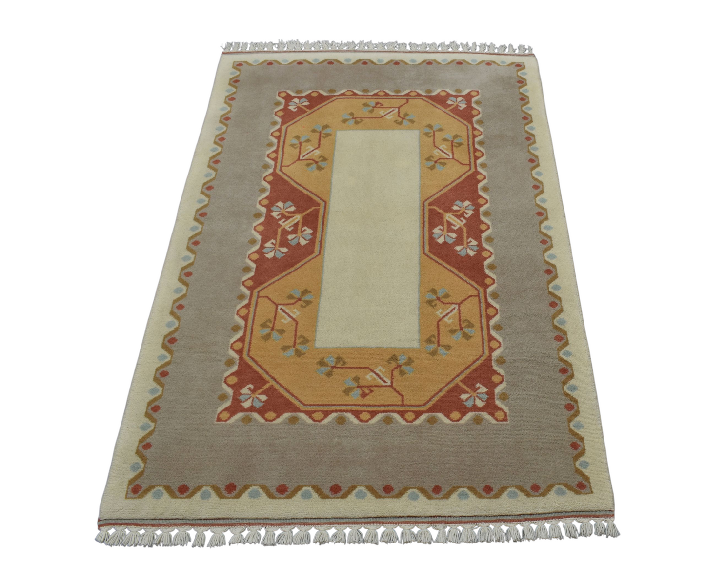 Kilim Antik El Dokuma Milas Yün Halı 0408 - Yeni - Bej