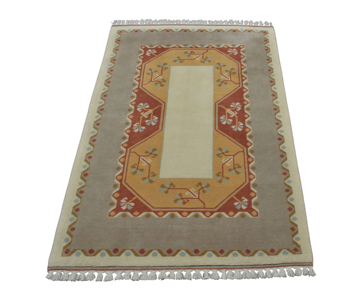 Kilim Antik El Dokuma Milas Yün Halı 0408 - Yeni - Bej
