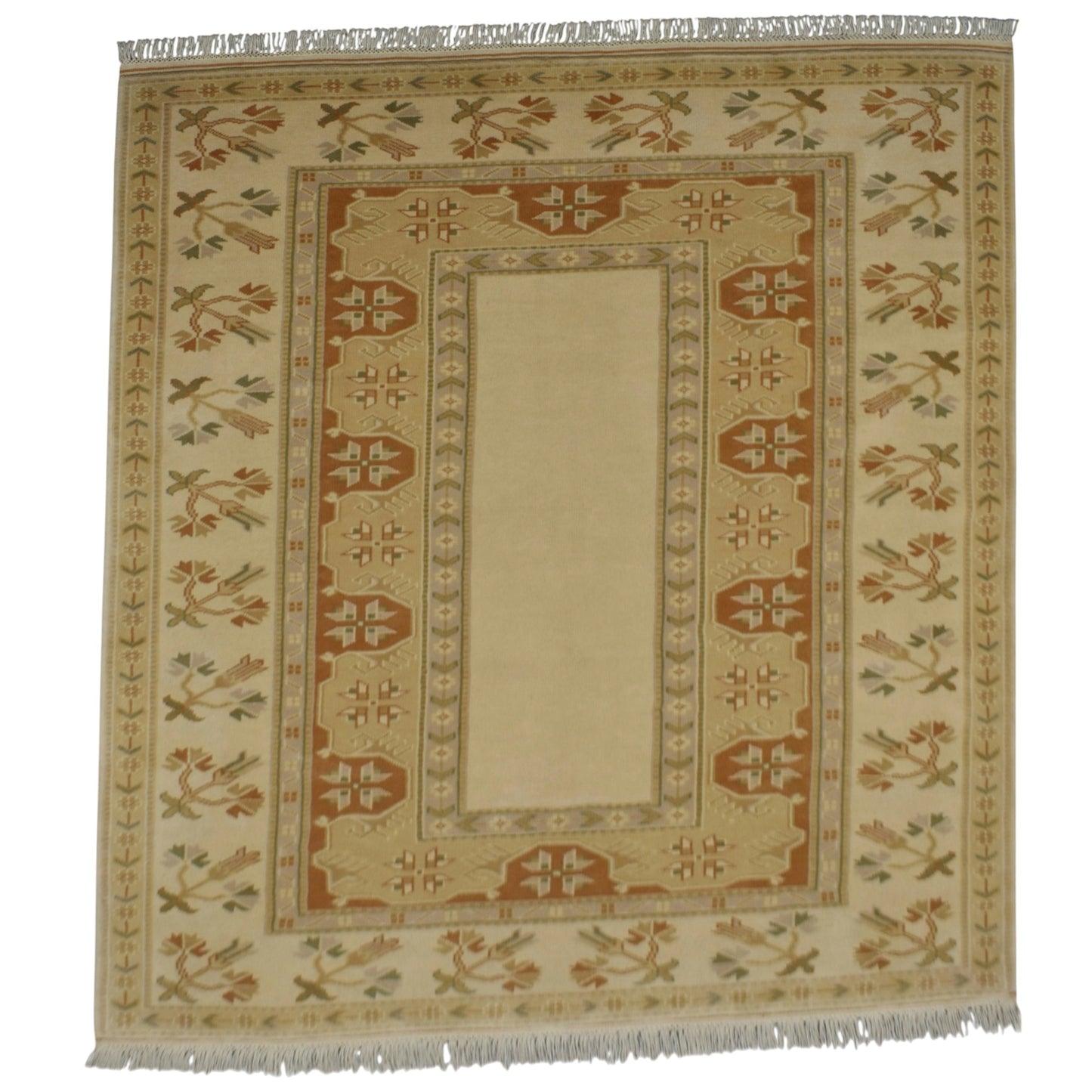 Kilim Antik El Dokuma Çiçekli Pastel Milas Yün Halı 0414 - Yeni - Çok Renkli