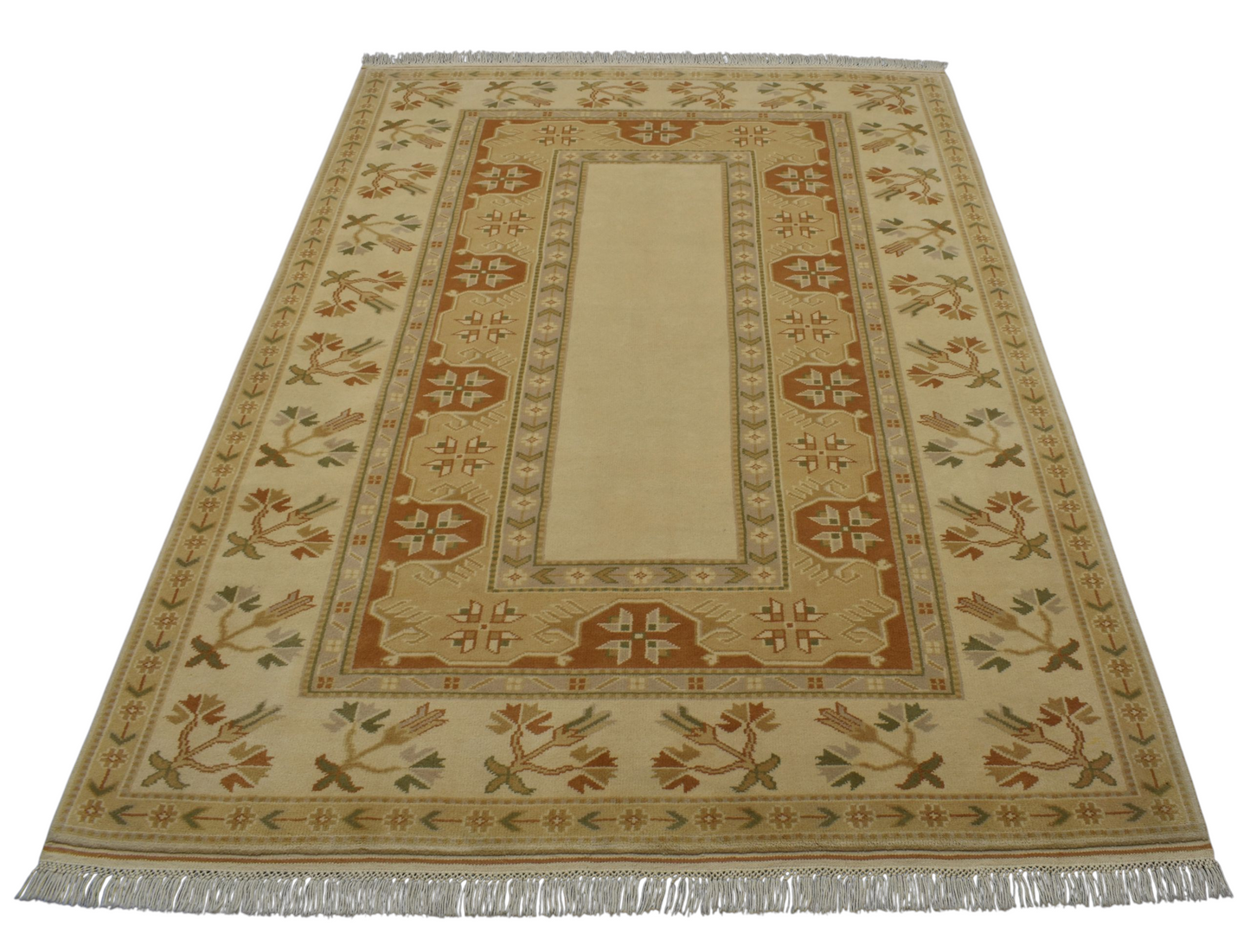Kilim Antik El Dokuma Çiçekli Pastel Milas Yün Halı 0414 - Yeni - Çok Renkli