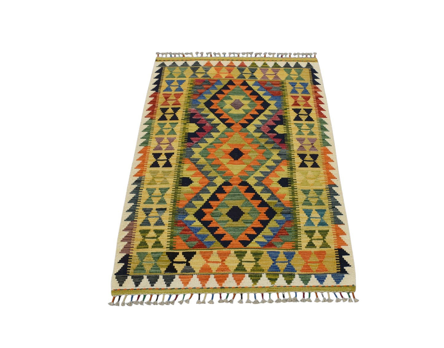 Kilim Antik El Dokuma Cerit Yörükleri İran Yün Kilim 0417 - Yeni - Sarı