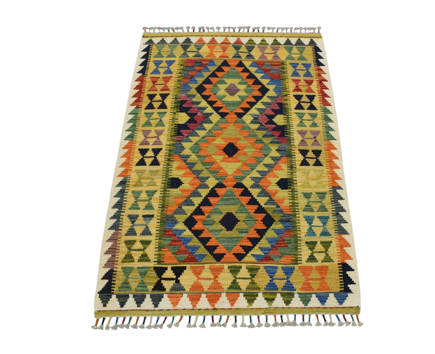 Kilim Antik El Dokuma Cerit Yörükleri İran Yün Kilim 0417 - Yeni - Sarı