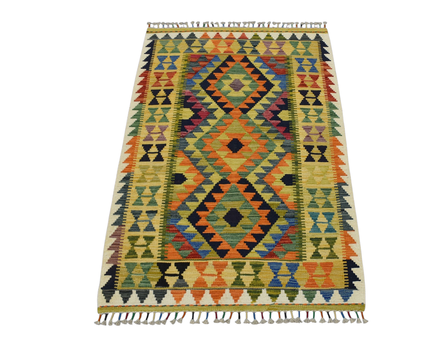 Kilim Antik El Dokuma Cerit Yörükleri İran Yün Kilim 0417 - Yeni - Sarı