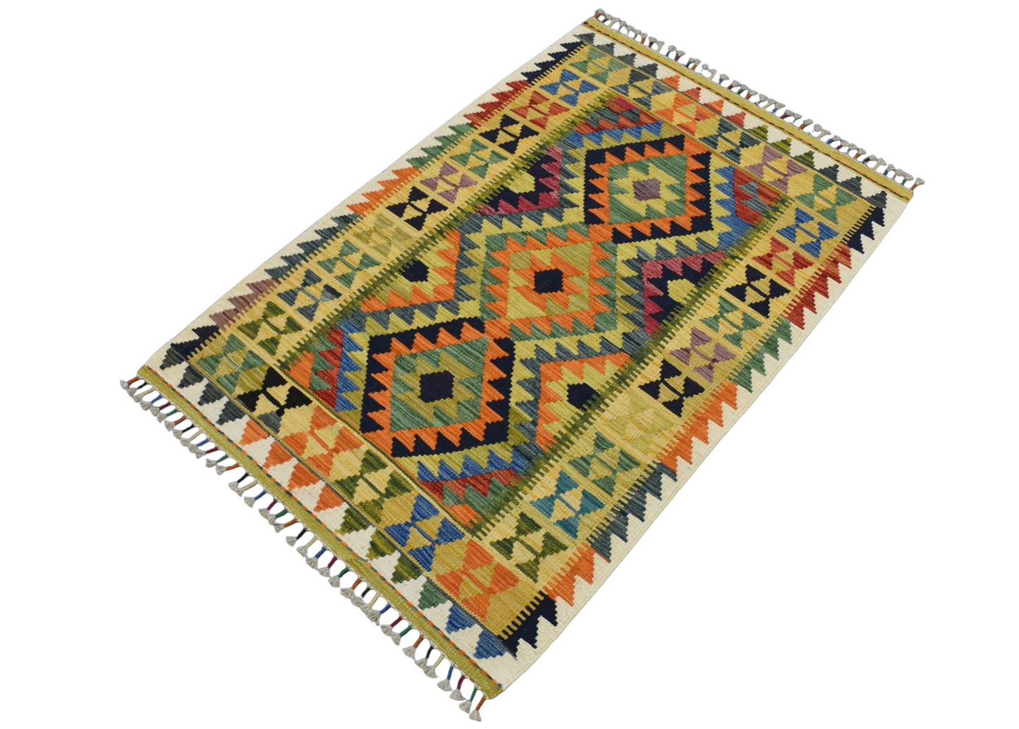 Kilim Antik El Dokuma Cerit Yörükleri İran Yün Kilim 0417 - Yeni - Sarı