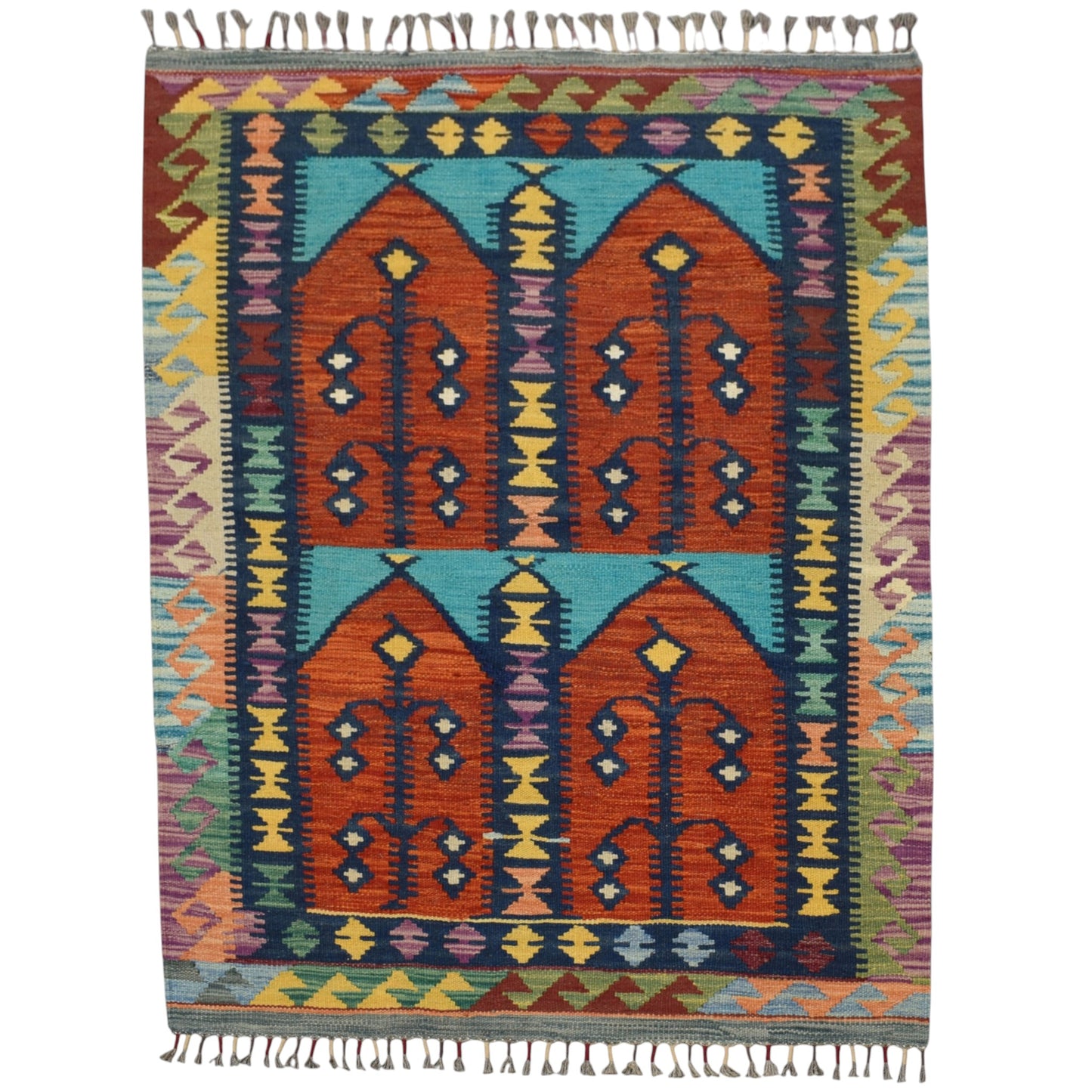 Kilim Antik El Dokuma Kemaliye Horasan Türkmenleri Yün Kilim 0419 - Yeni - Çok Renkli