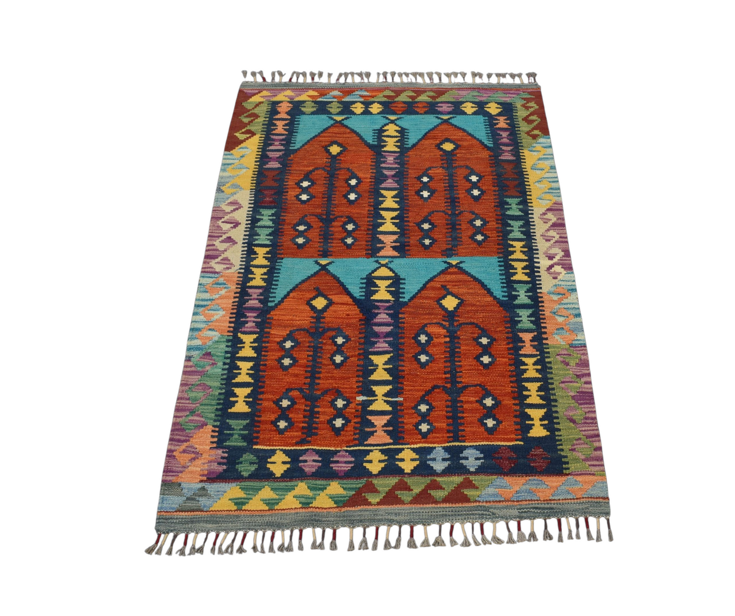 Kilim Antik El Dokuma Kemaliye Horasan Türkmenleri Yün Kilim 0419 - Yeni - Çok Renkli