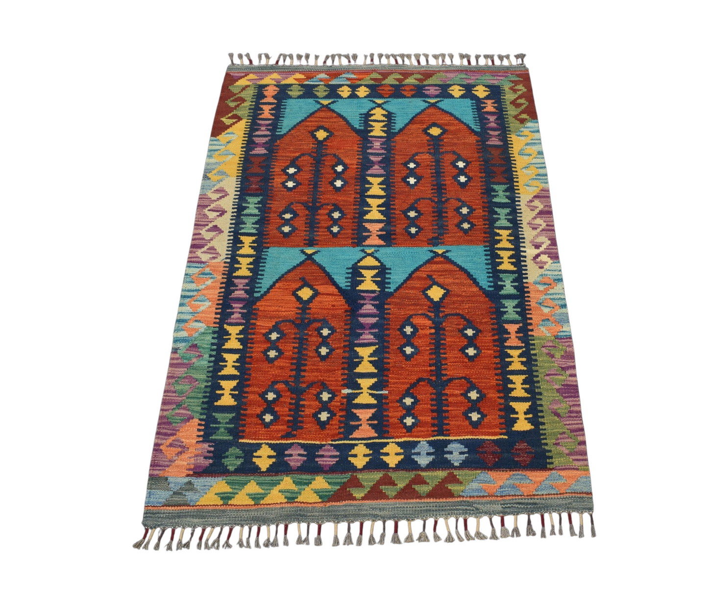 Kilim Antik El Dokuma Kemaliye Horasan Türkmenleri Yün Kilim 0419 - Yeni - Çok Renkli