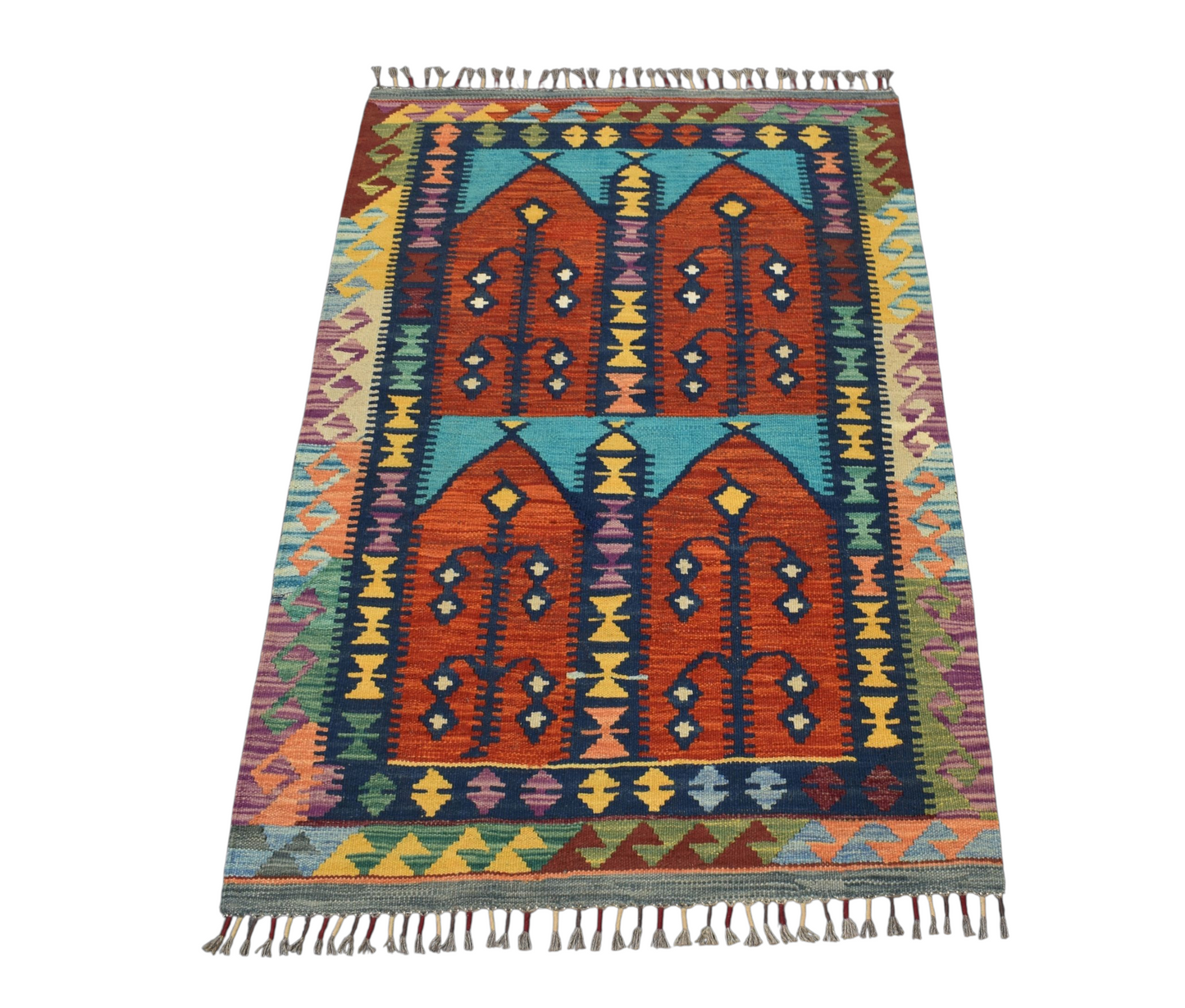 Kilim Antik El Dokuma Kemaliye Horasan Türkmenleri Yün Kilim 0419 - Yeni - Çok Renkli