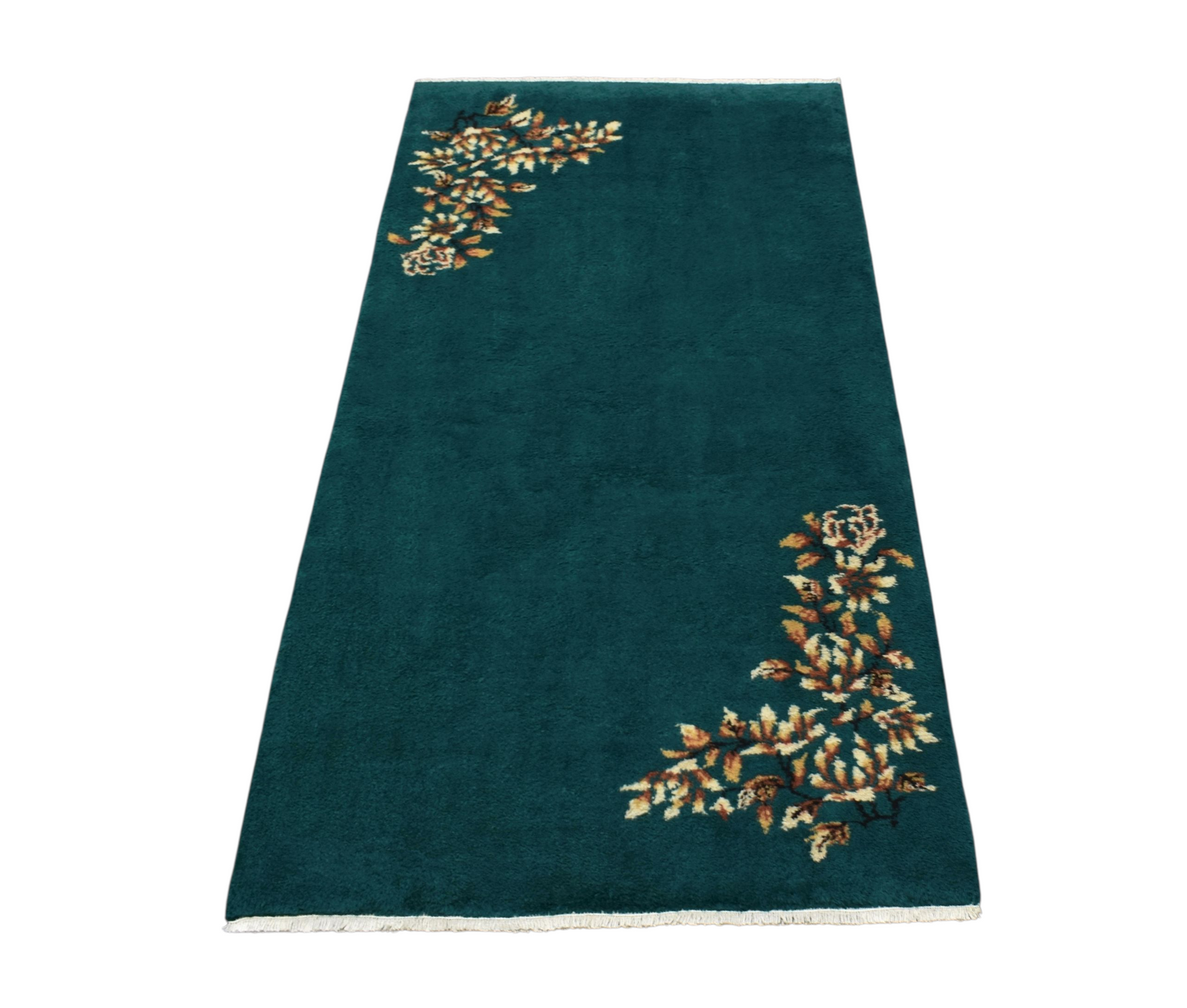 Kilim Antik El Dokuma Burdur Çiçekli Yün Halı 0421 - Yeni - Yeşil