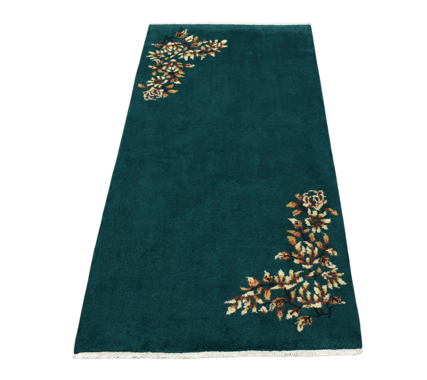 Kilim Antik El Dokuma Burdur Çiçekli Yün Halı 0421 - Yeni - Yeşil