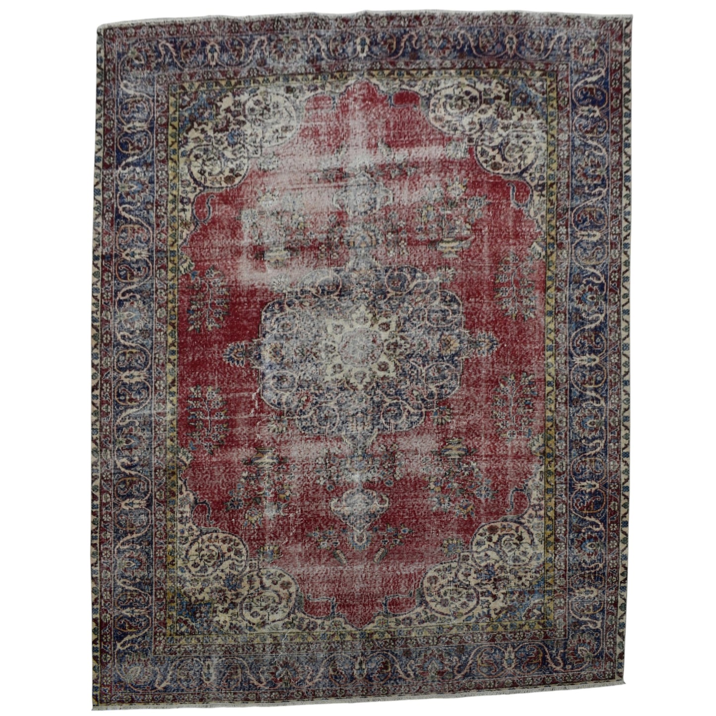Kilim Antik El Dokuma Eskitme Yün Salon Halısı 0426 - Vintage - Çok Renkli