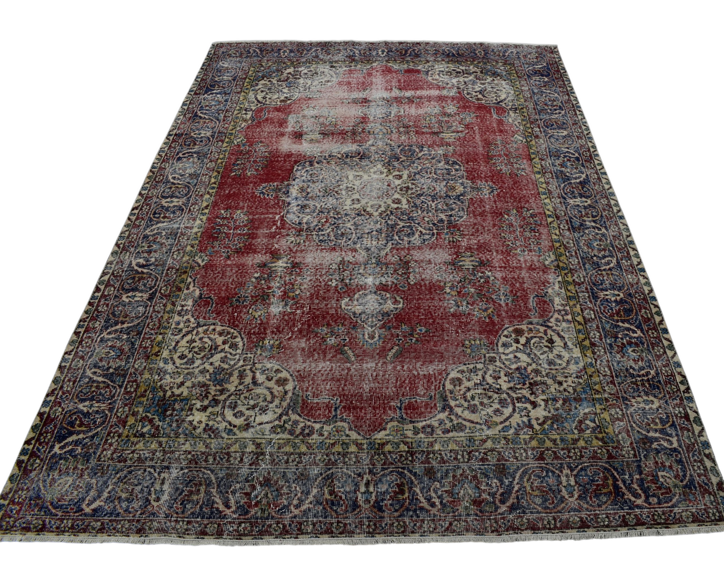 Kilim Antik El Dokuma Eskitme Yün Salon Halısı 0426 - Vintage - Çok Renkli