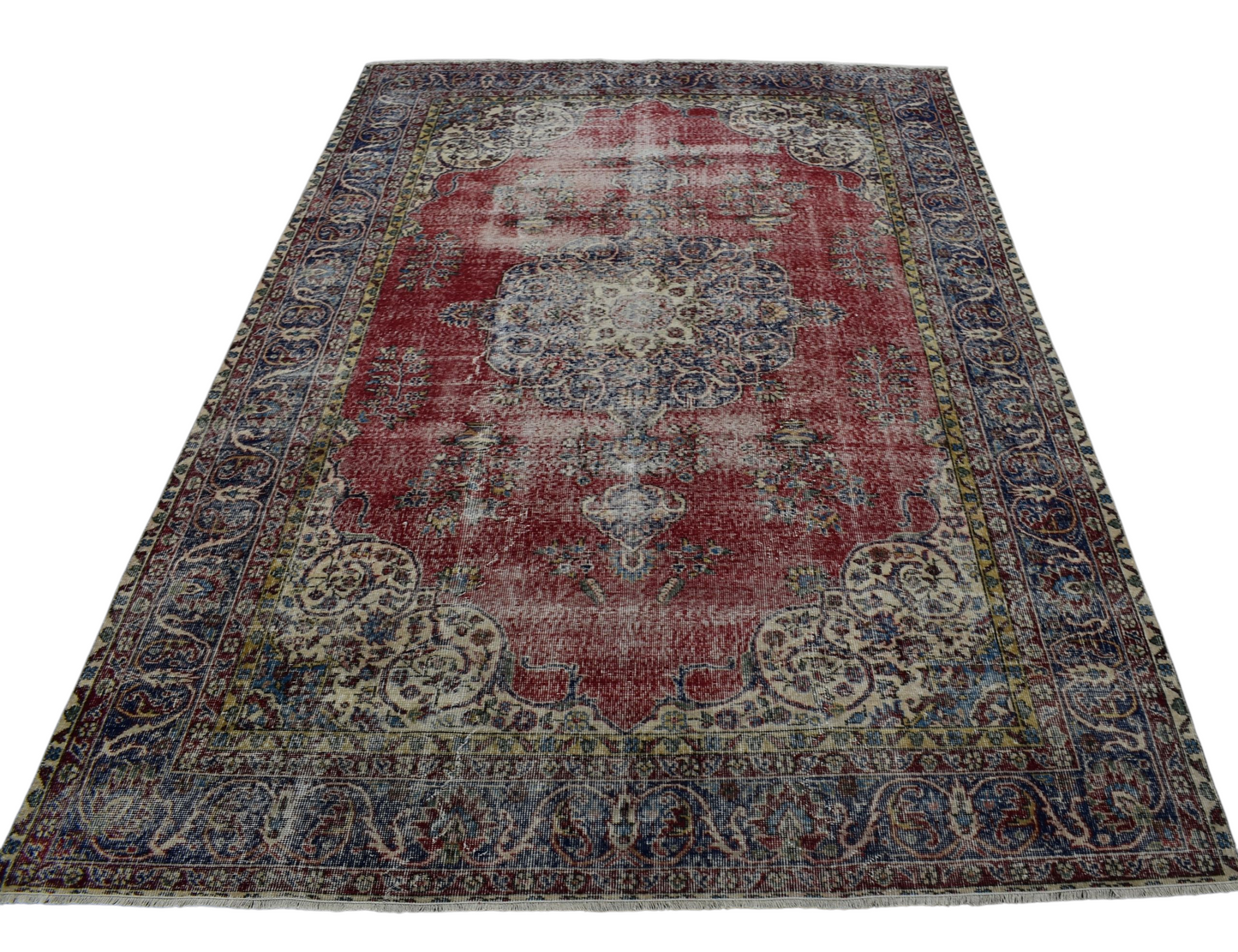 Kilim Antik El Dokuma Eskitme Yün Salon Halısı 0426 - Vintage - Çok Renkli