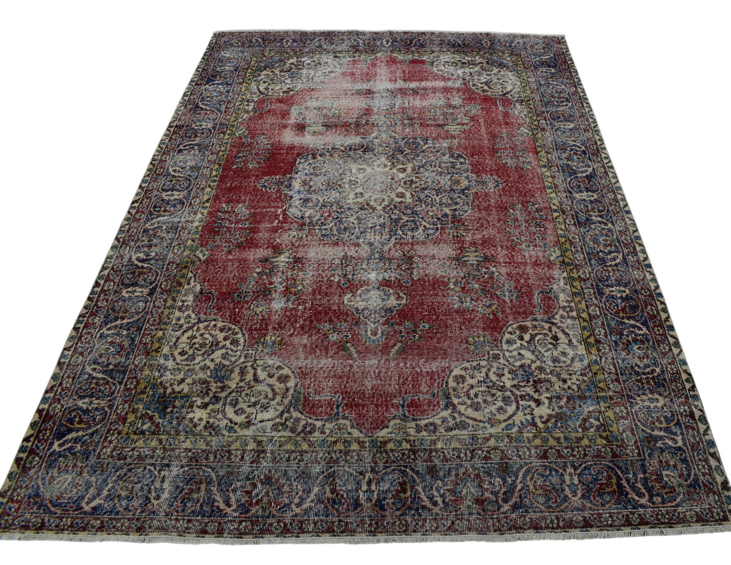 Kilim Antik El Dokuma Eskitme Yün Salon Halısı 0426 - Vintage - Çok Renkli