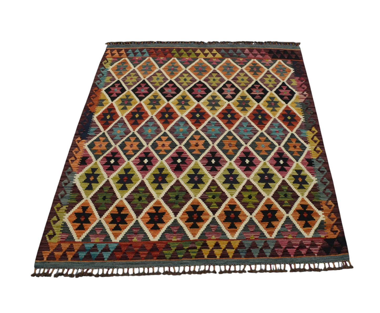 Kilim Antik El Dokuma Cerit Yörükleri İran Yün Kilim 0436 - Yeni - Çok Renkli