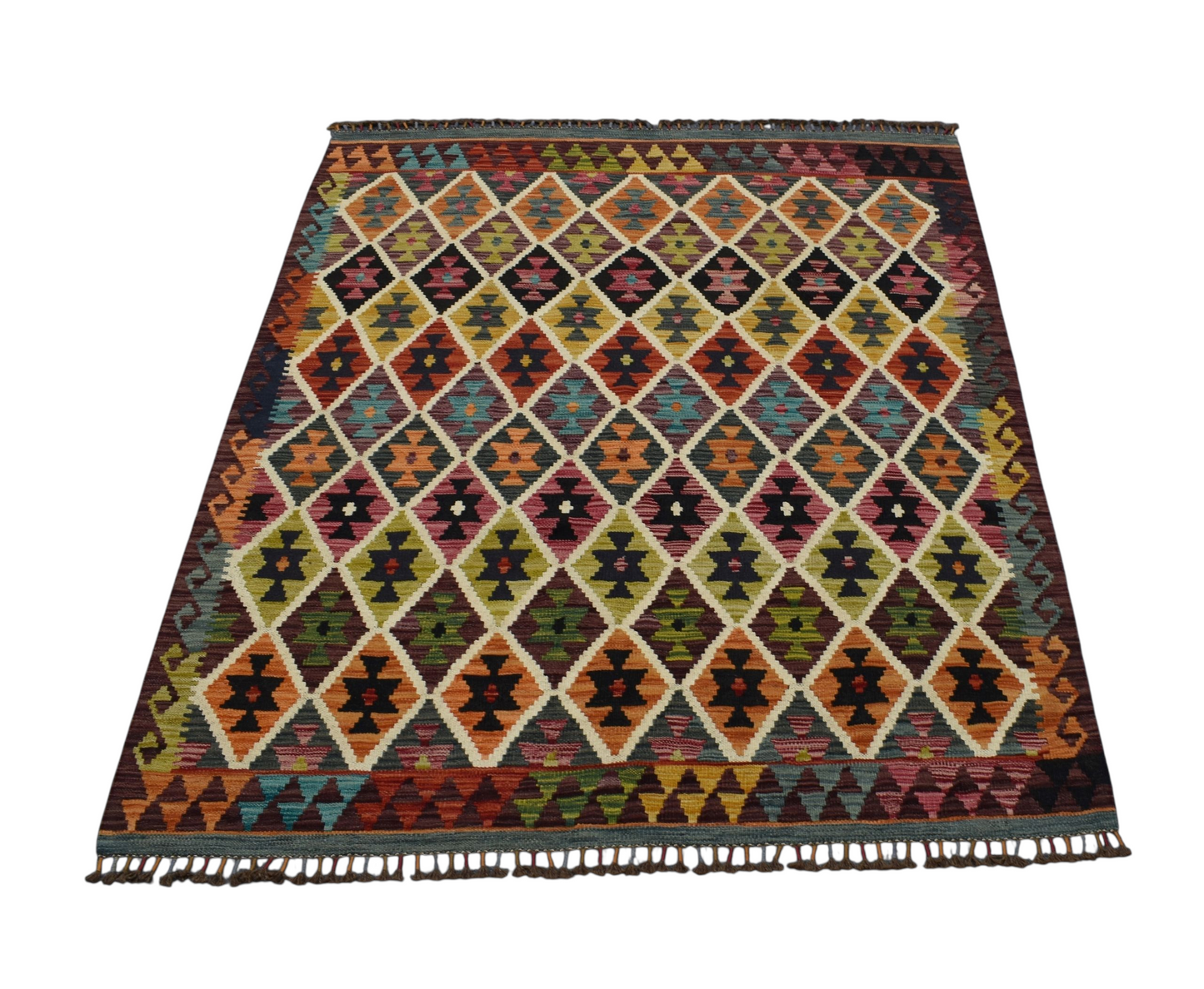 Kilim Antik El Dokuma Cerit Yörükleri İran Yün Kilim 0436 - Yeni - Çok Renkli