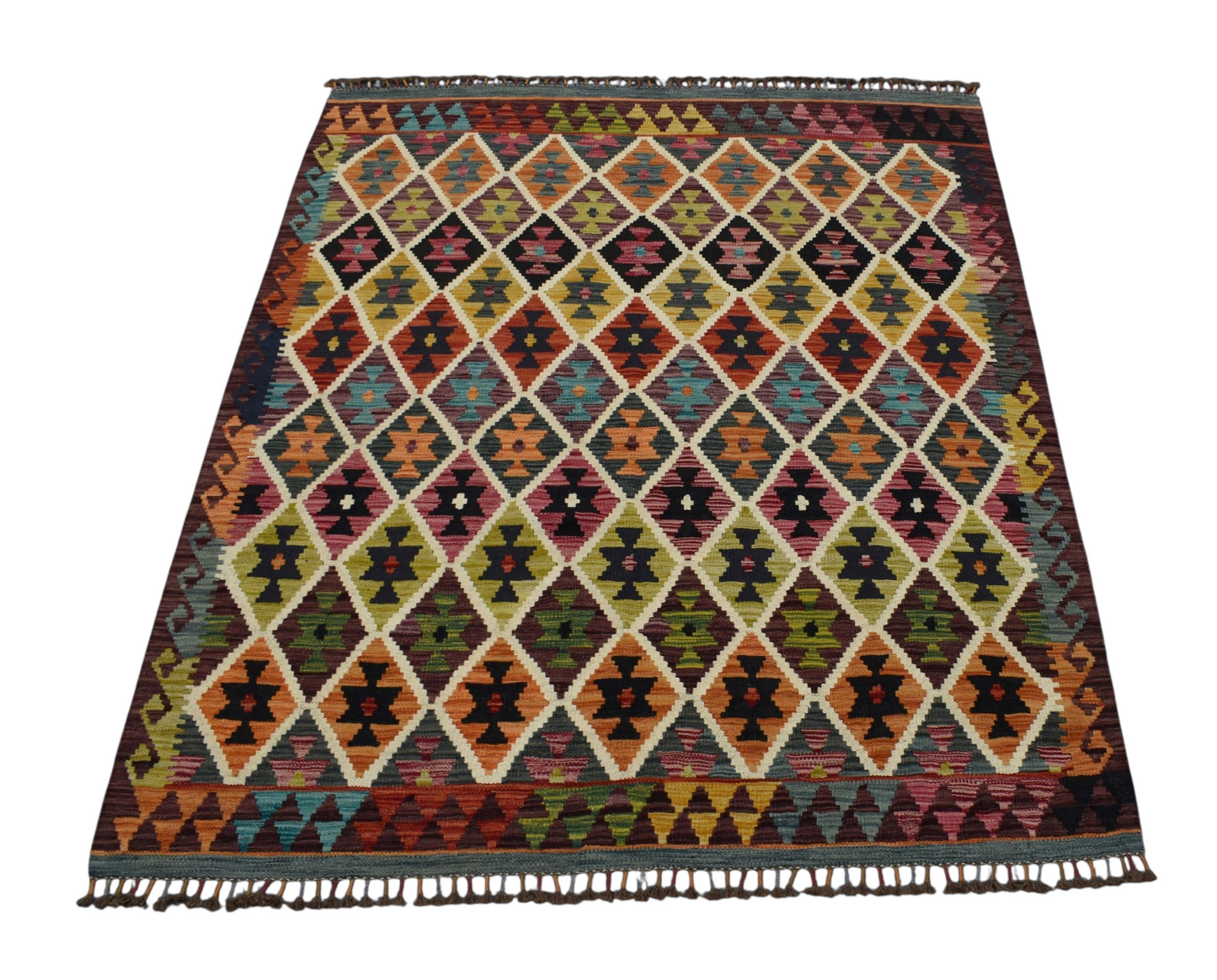 Kilim Antik El Dokuma Cerit Yörükleri İran Yün Kilim 0436 - Yeni - Çok Renkli