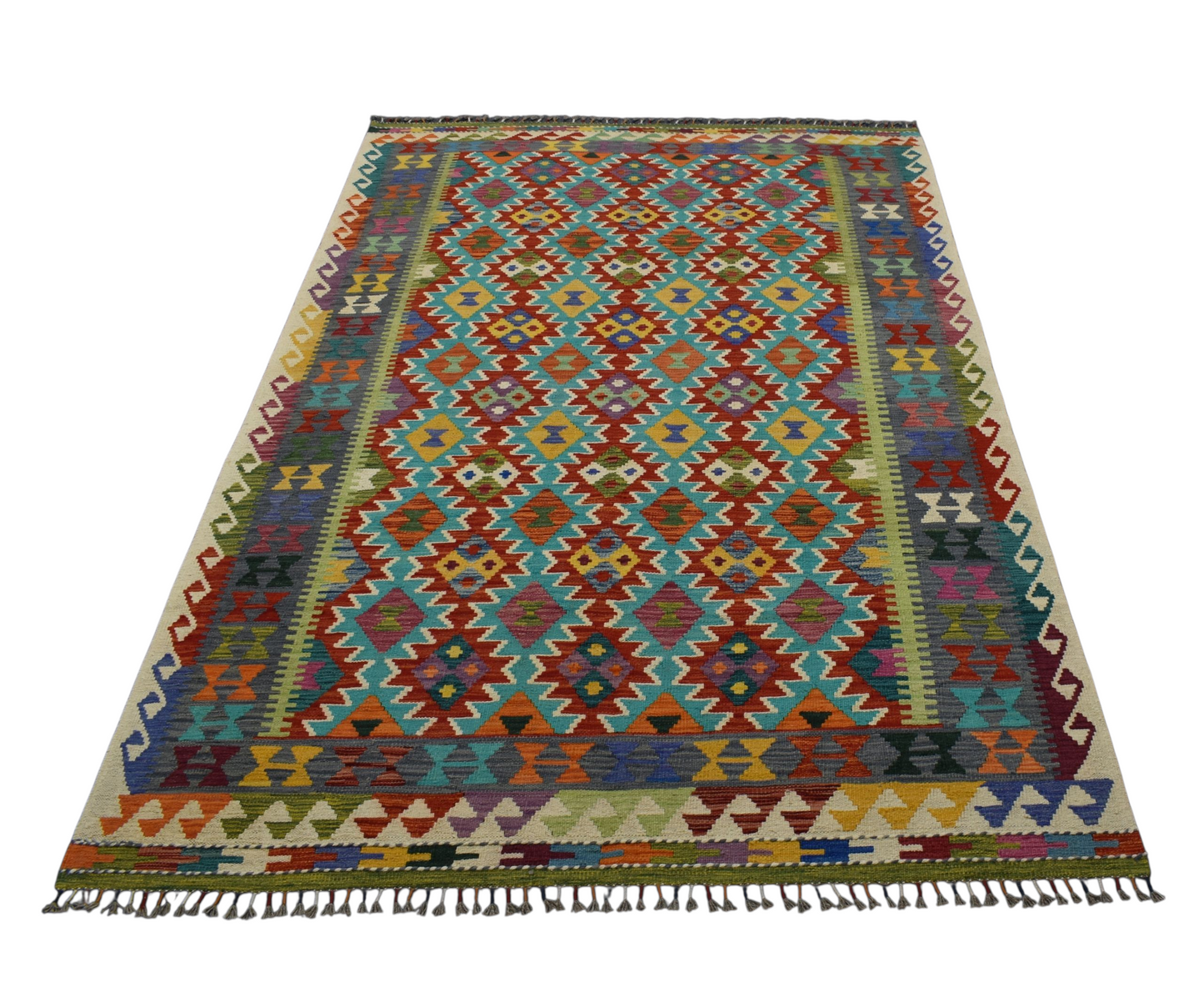 Kilim Antik El Dokuma Kemaliye Horasan Türkmenleri Yün Salon Kilimi 0437 - Yeni - Çok Renkli