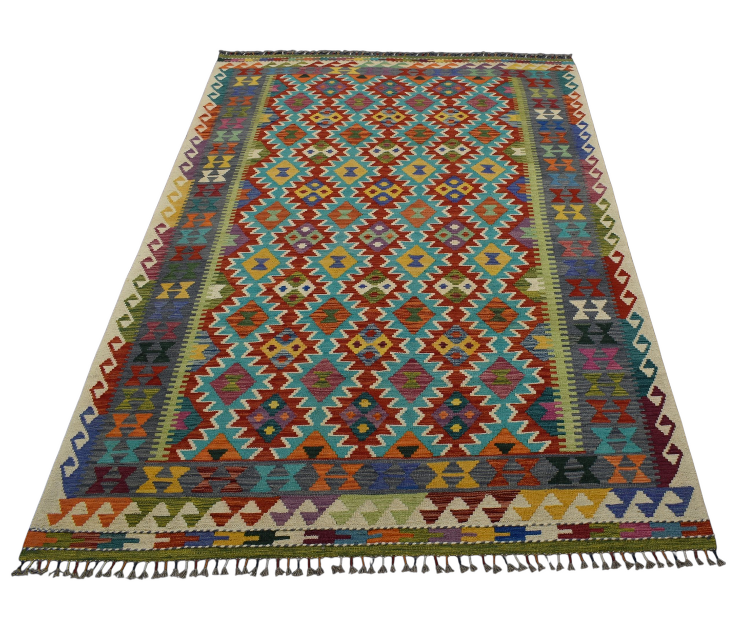 Kilim Antik El Dokuma Kemaliye Horasan Türkmenleri Yün Salon Kilimi 0437 - Yeni - Çok Renkli