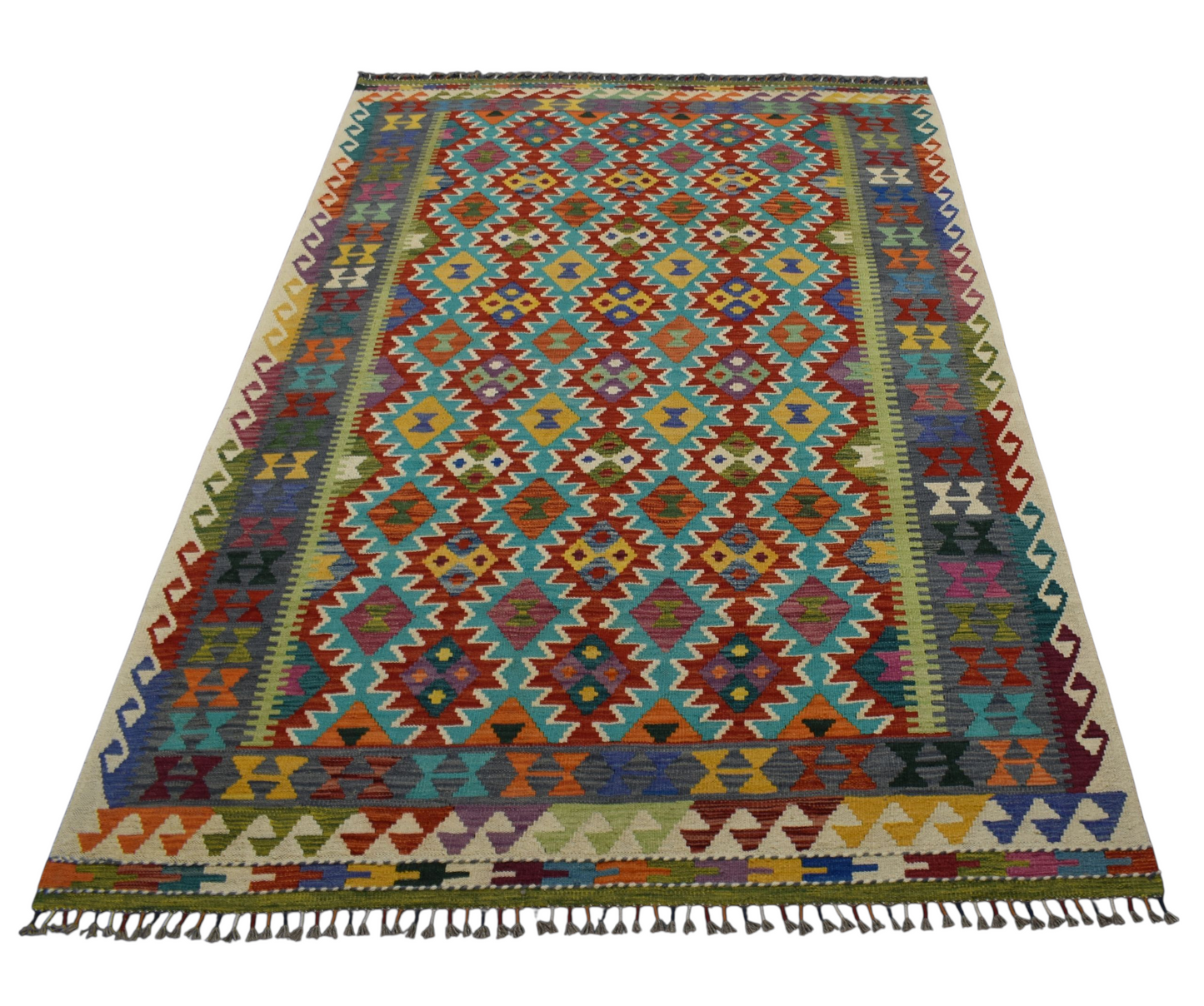 Kilim Antik El Dokuma Kemaliye Horasan Türkmenleri Yün Salon Kilimi 0437 - Yeni - Çok Renkli