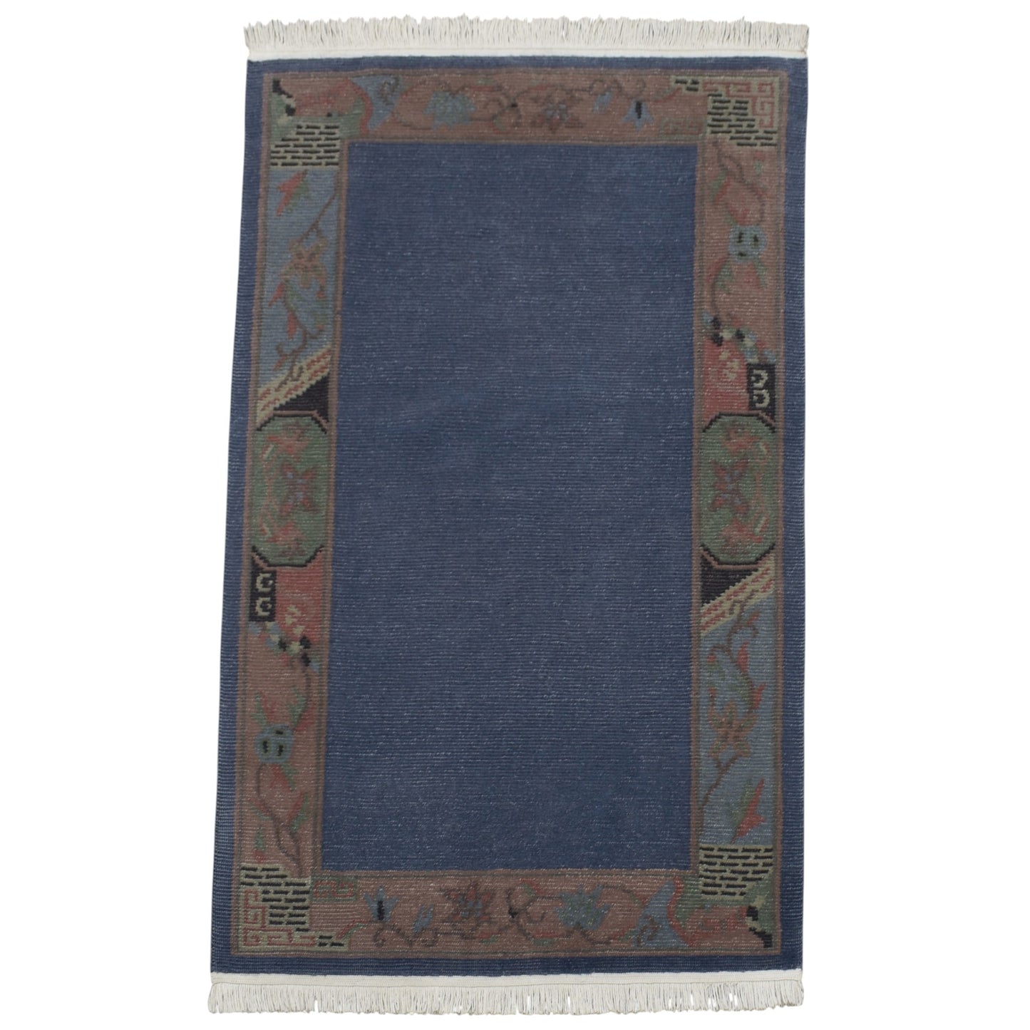 Kilim Antik El Dokuma Eskitme Himalayalar Yün Halı 0440 - Vintage - Mavi