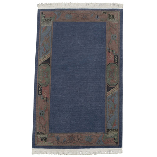 Kilim Antik El Dokuma Eskitme Himalayalar Yün Halı 0440 - Vintage - Mavi