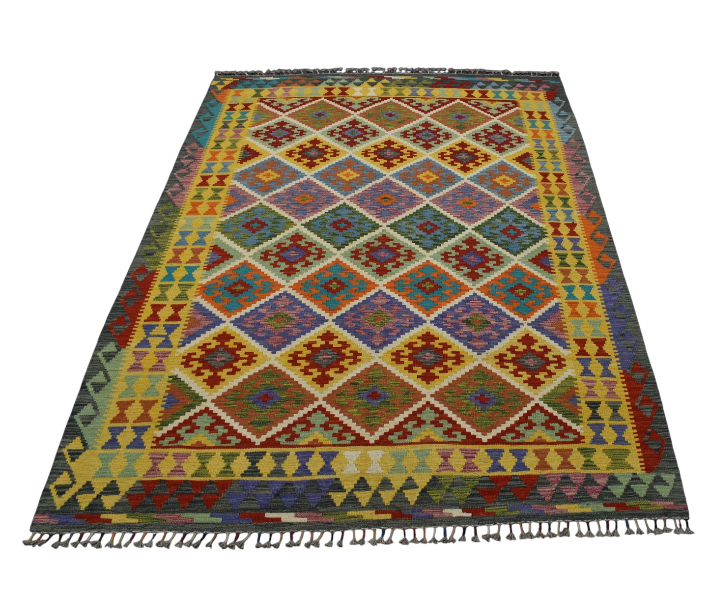 Kilim Antik El Dokuma Kemaliye Horasan Türkmenleri Yün Salon Kilimi 0441 - Yeni - Çok Renkli